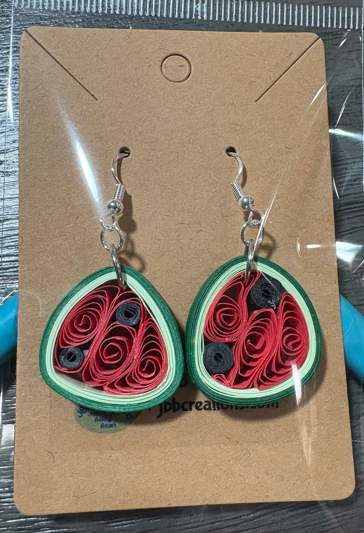 Watermelon paper quilled earrings