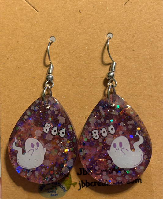 Purple glitter teardrop ghosts