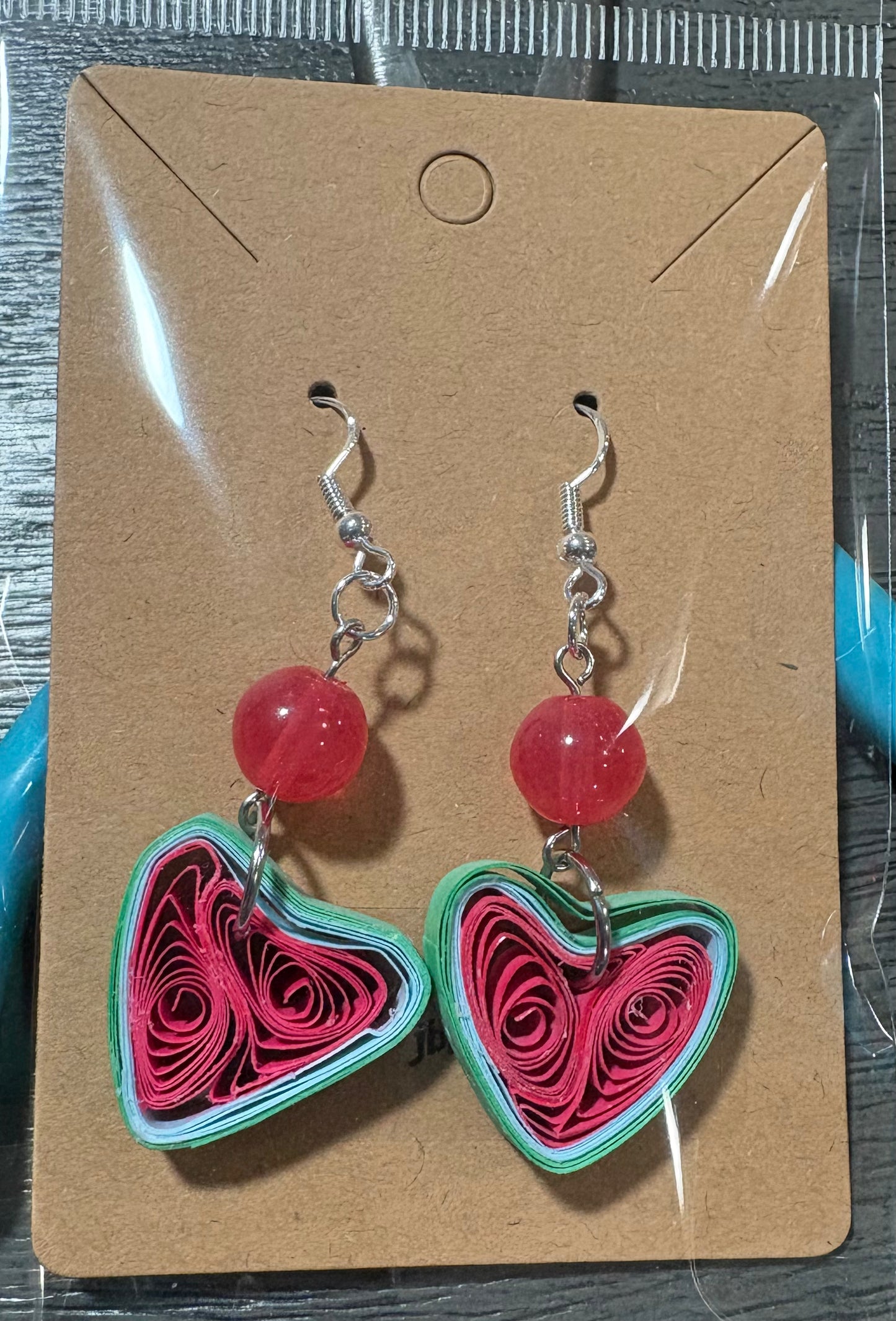 Heart paper quilled earrings
