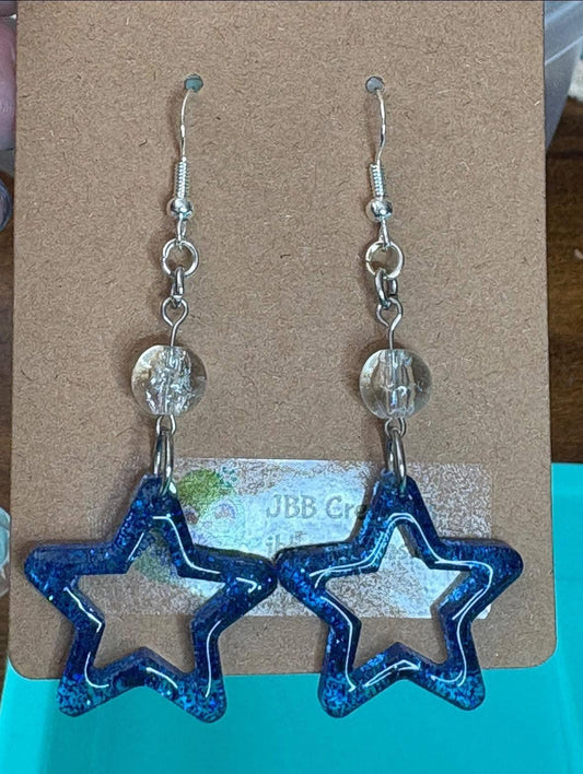 Blue glitter stars with bead