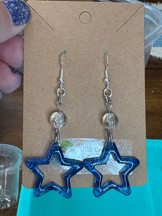 Blue glitter stars with bead