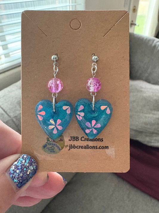 Teal and pink hearts